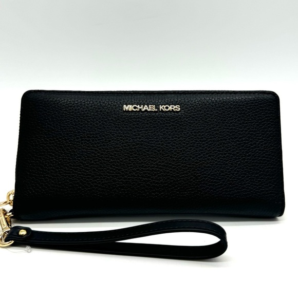 Michael Kors Handbags - Michael Kors Medium Jet Set Travel Zip Tote Bag & Continental Wallet Black/Gold